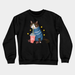 Cat with milk shake Crewneck Sweatshirt